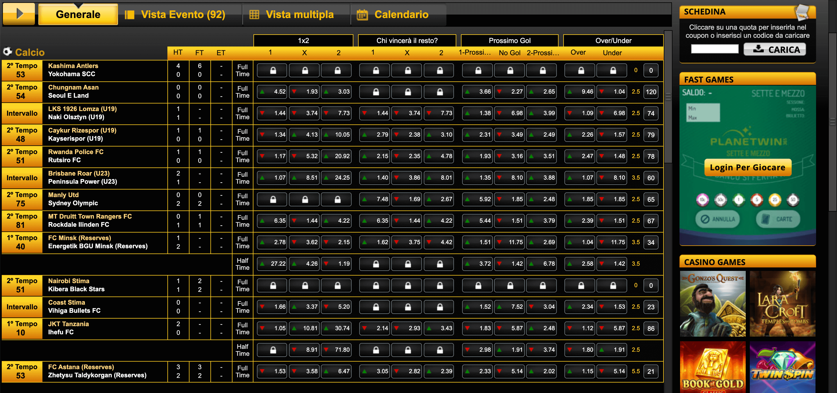 Planetwin365 Scommesse Live