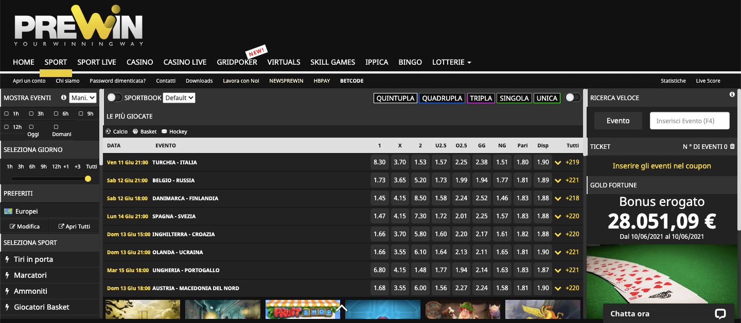 Prewin Scommesse